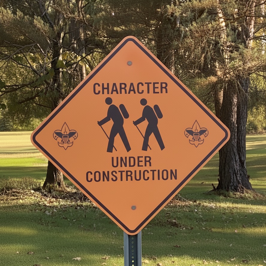 Character Under Construction sign